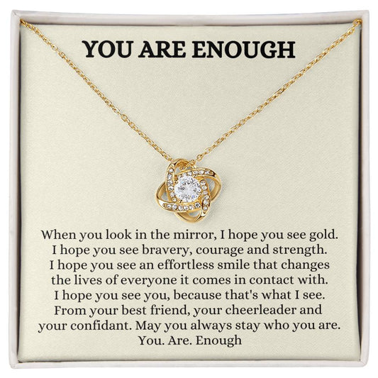 Necklace w/message card Necklace Encouragement Necklace Love Knot design Jewelry Necklace