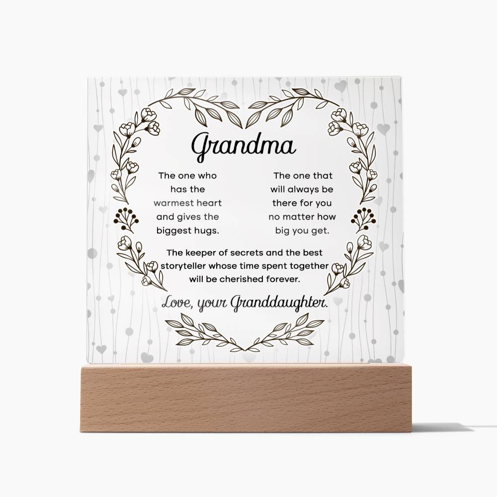 Grandma - Warmest Heart - Acrylic Plaque